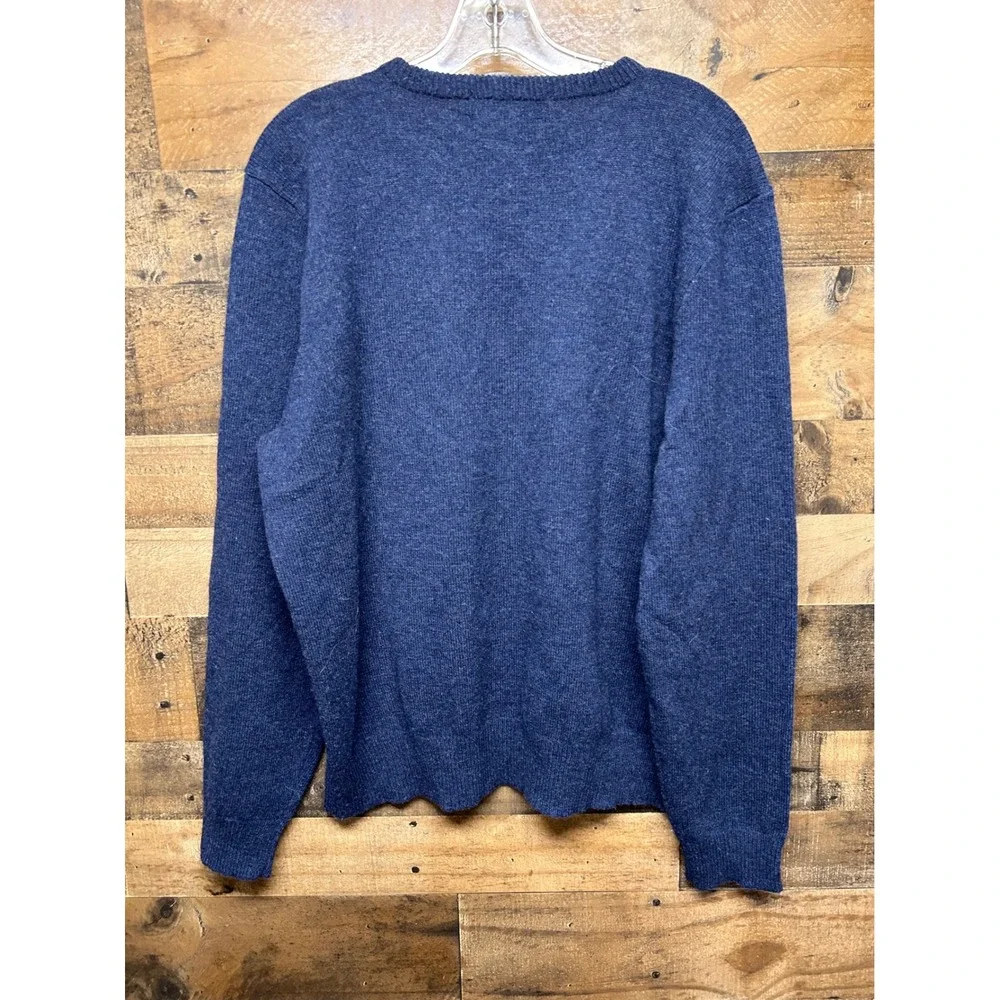 Polo‎ Ralph Lauren Men's XL Lambswool V-Neck Sweater Classic Fit Blue Red Logo
